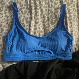blue cut out bikini top